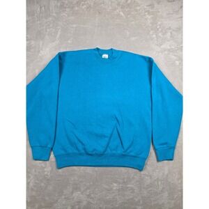 Vintage Official Fan Sportswear Sweatshirt Mens XL Blue Blank Crewneck USA Made